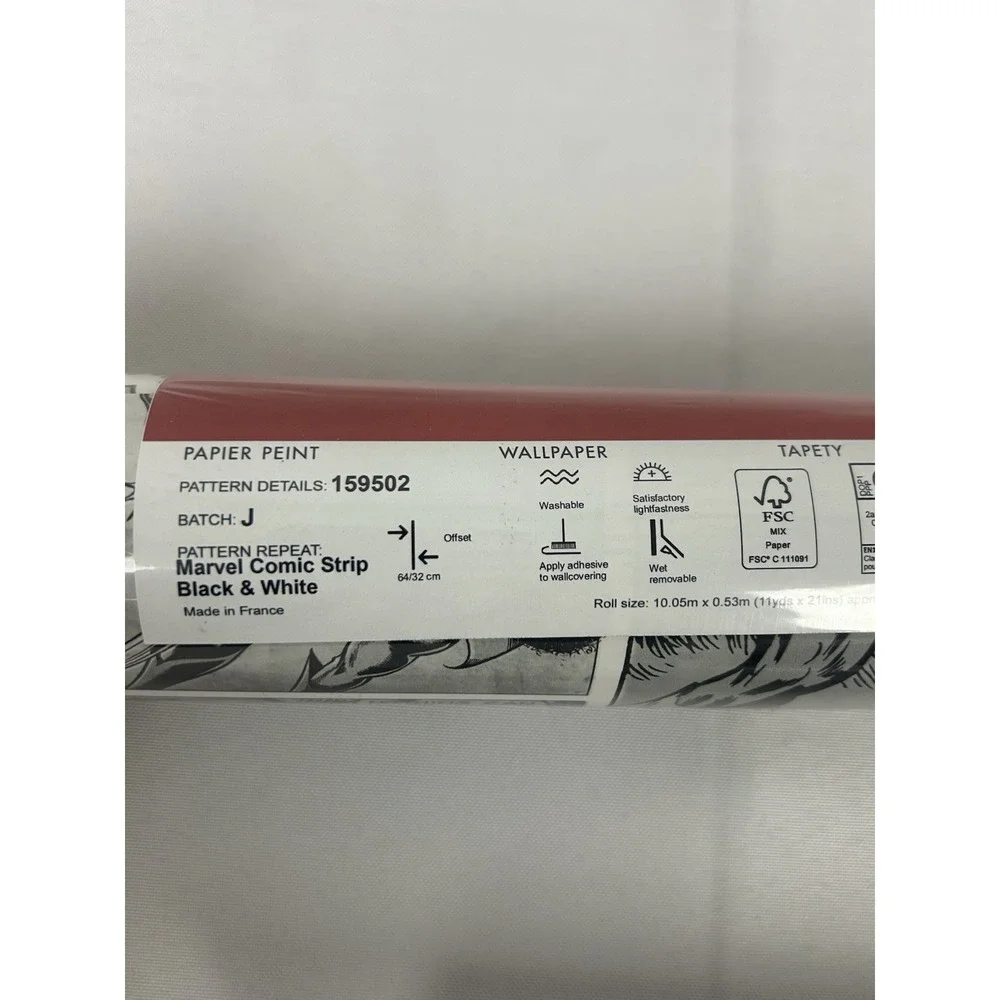 Marvel Action Heros Comic Strip Wallpaper 159502 Black and White 11Yds x 21